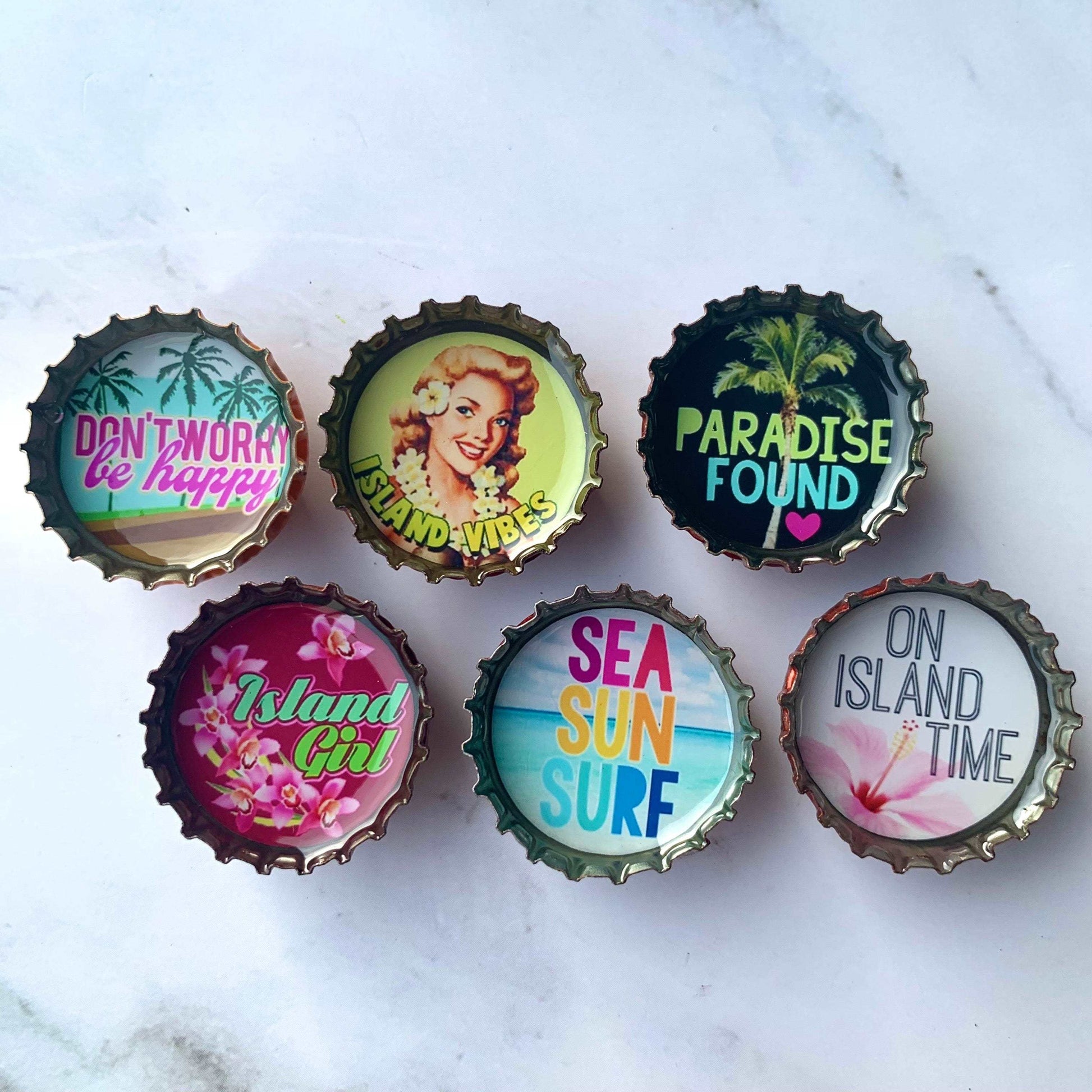 Bottle Cap Magnets - Island Girl