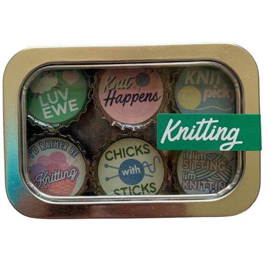 Bottle Cap Magnets - Knitting