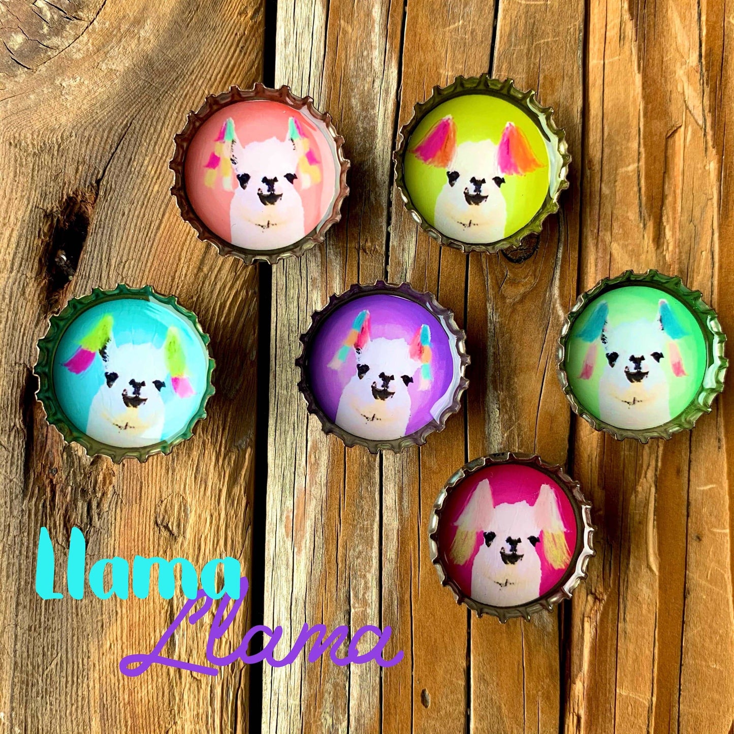 Bottle Cap Magnets - Llama Llama