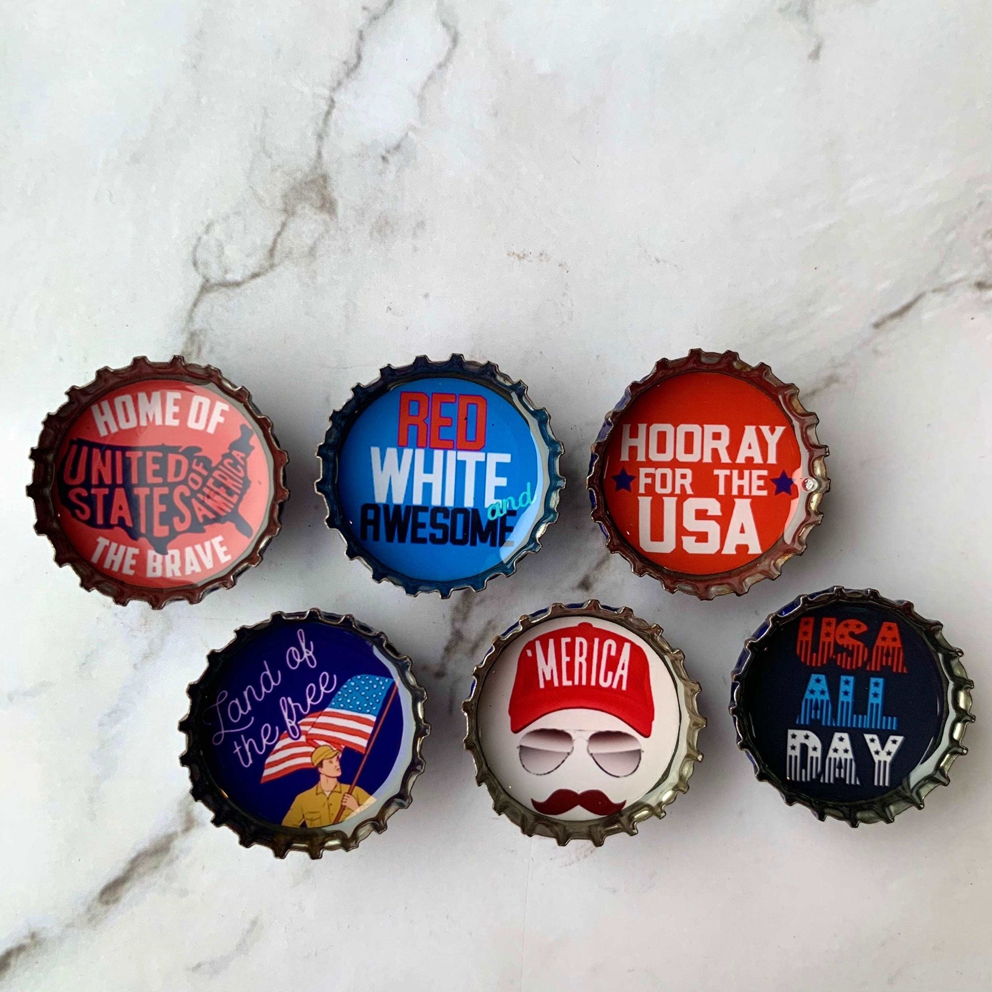 Bottle Cap Magnets - 'Merica