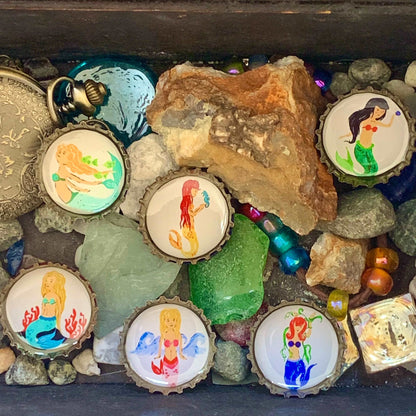 Bottle Cap Magnets - Mermaids