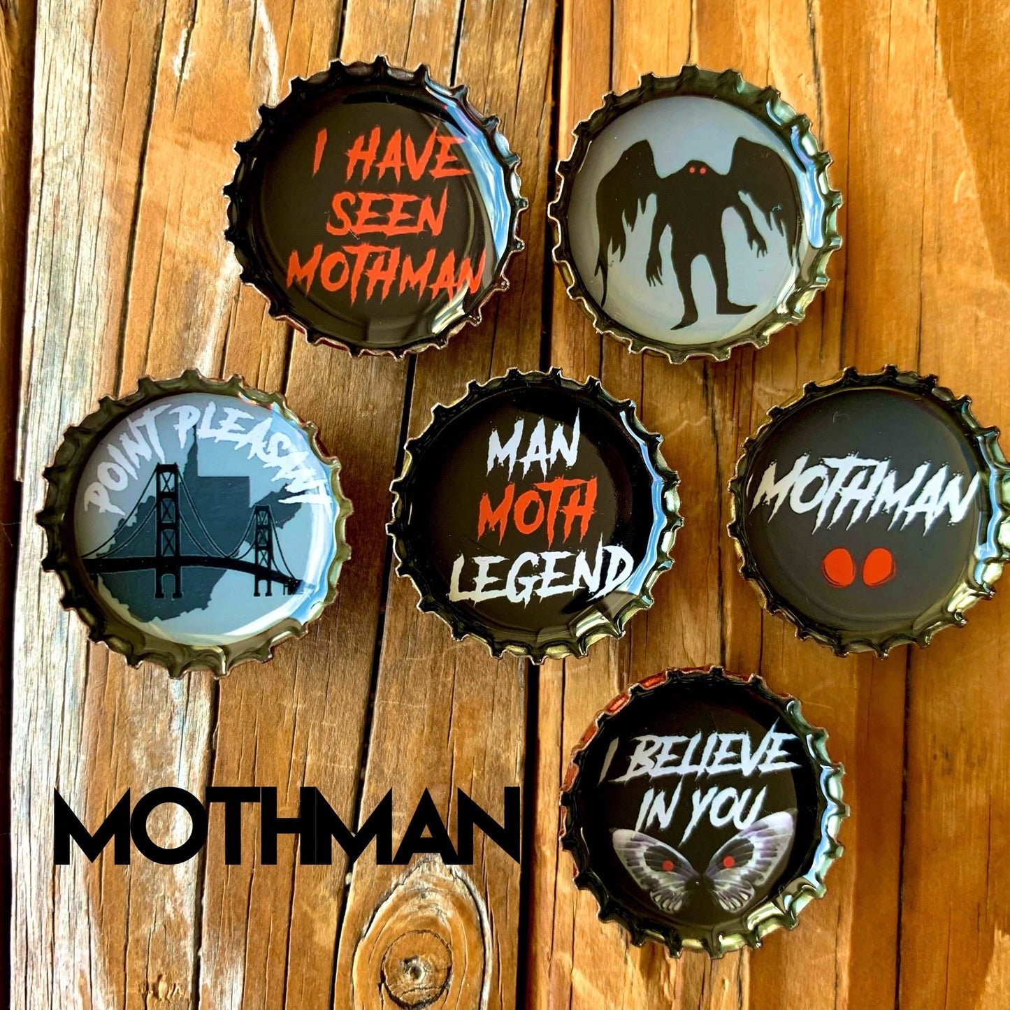 Bottle Cap Magnets - Mothman