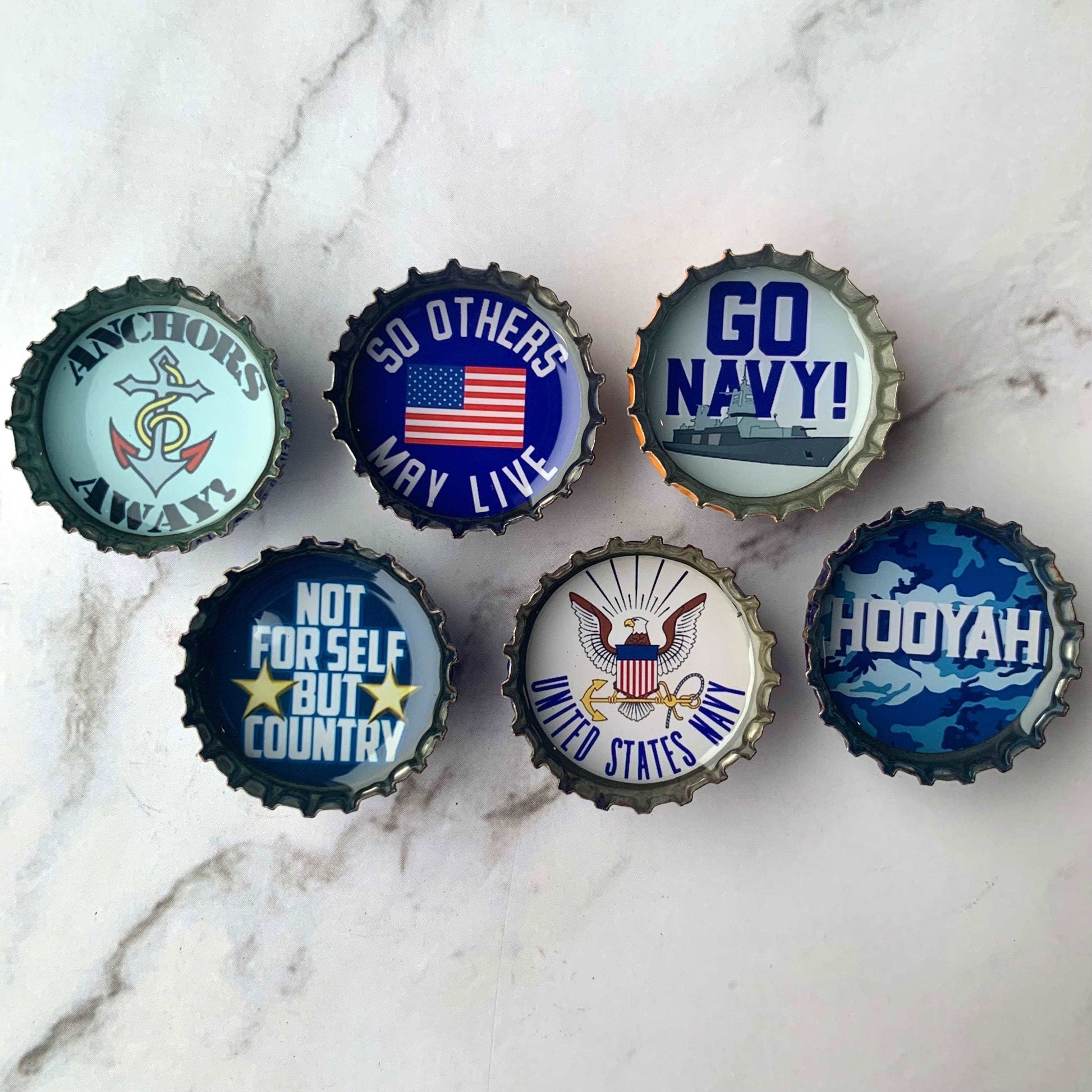 Bottle Cap Magnets - Navy