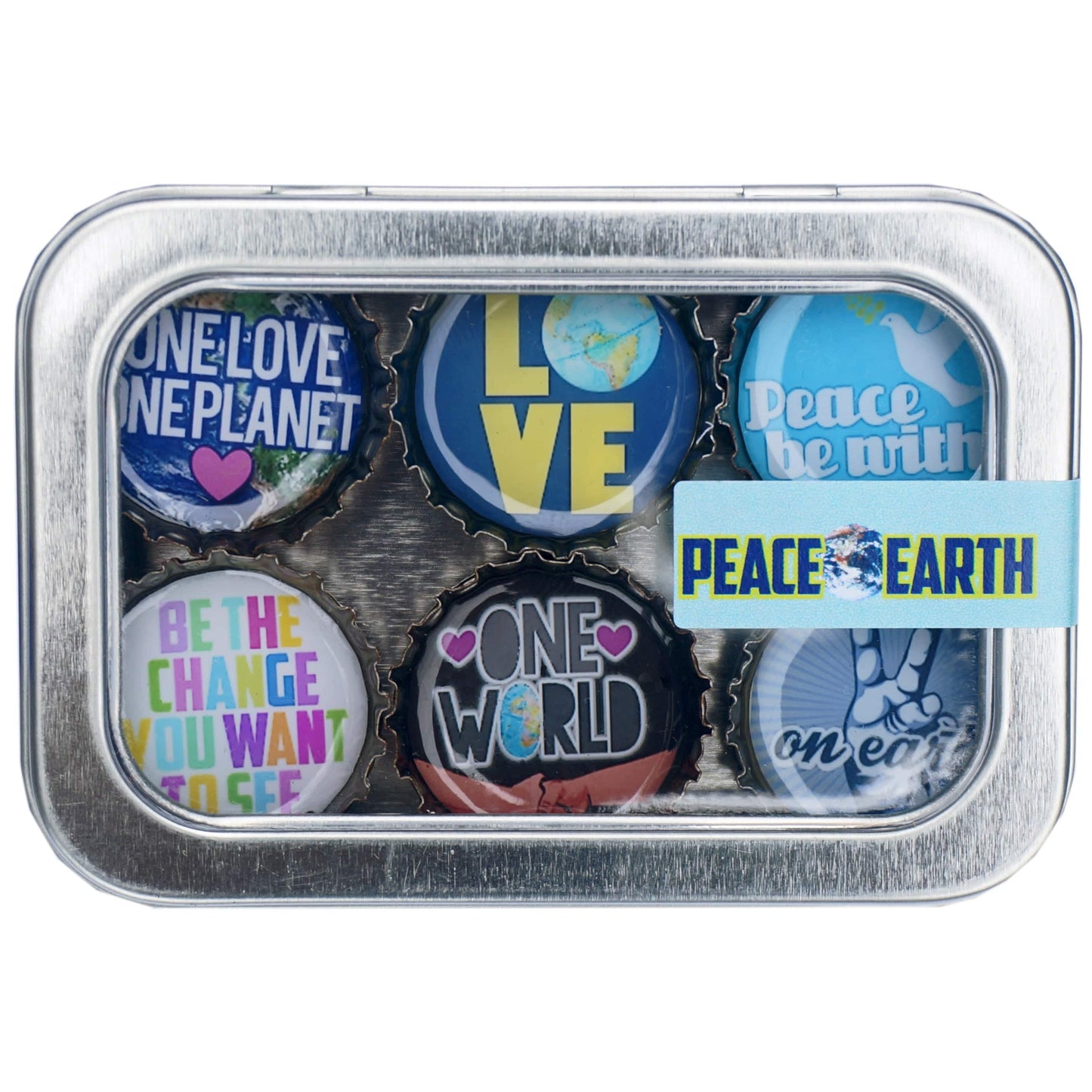 Bottle Cap Magnets - Peace On Earth