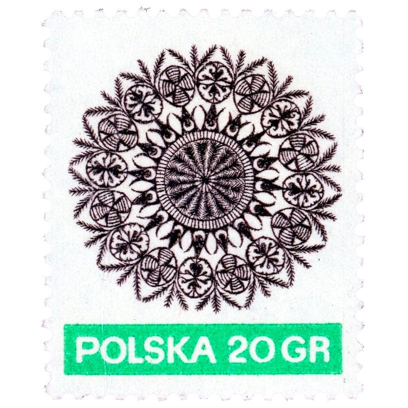 Postage Stamp Necklace - 1971 Poland Paper Cut Outs