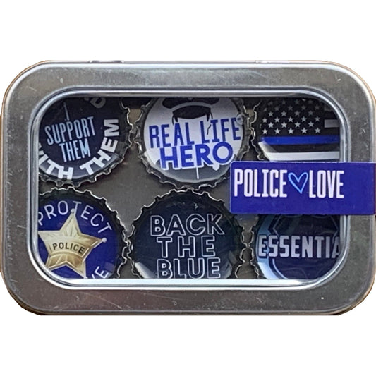Bottle Cap Magnets - Police Love