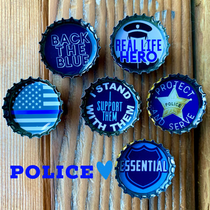 Bottle Cap Magnets - Police Love