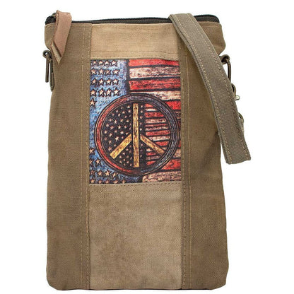 Military Tent Small Crossbody Bag - Peace Flag