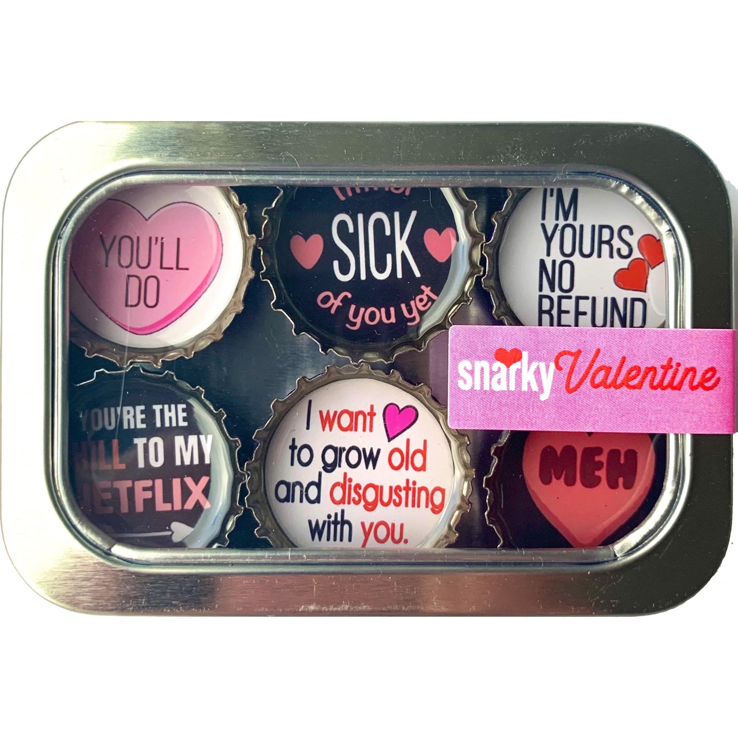 Bottle Cap Magnets - Snarky Valentine