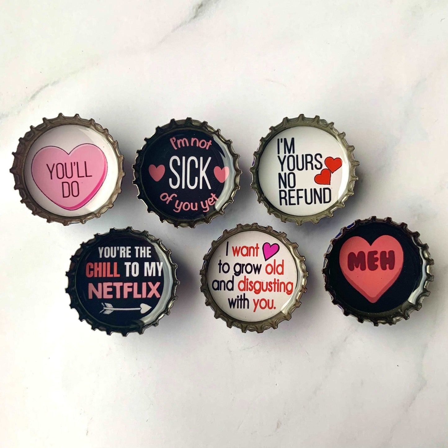 Bottle Cap Magnets - Snarky Valentine