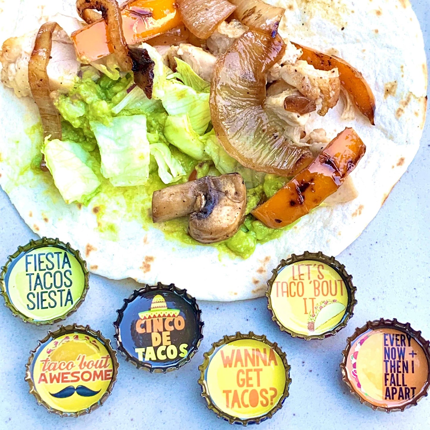 Bottle Cap Magnets - Tacos