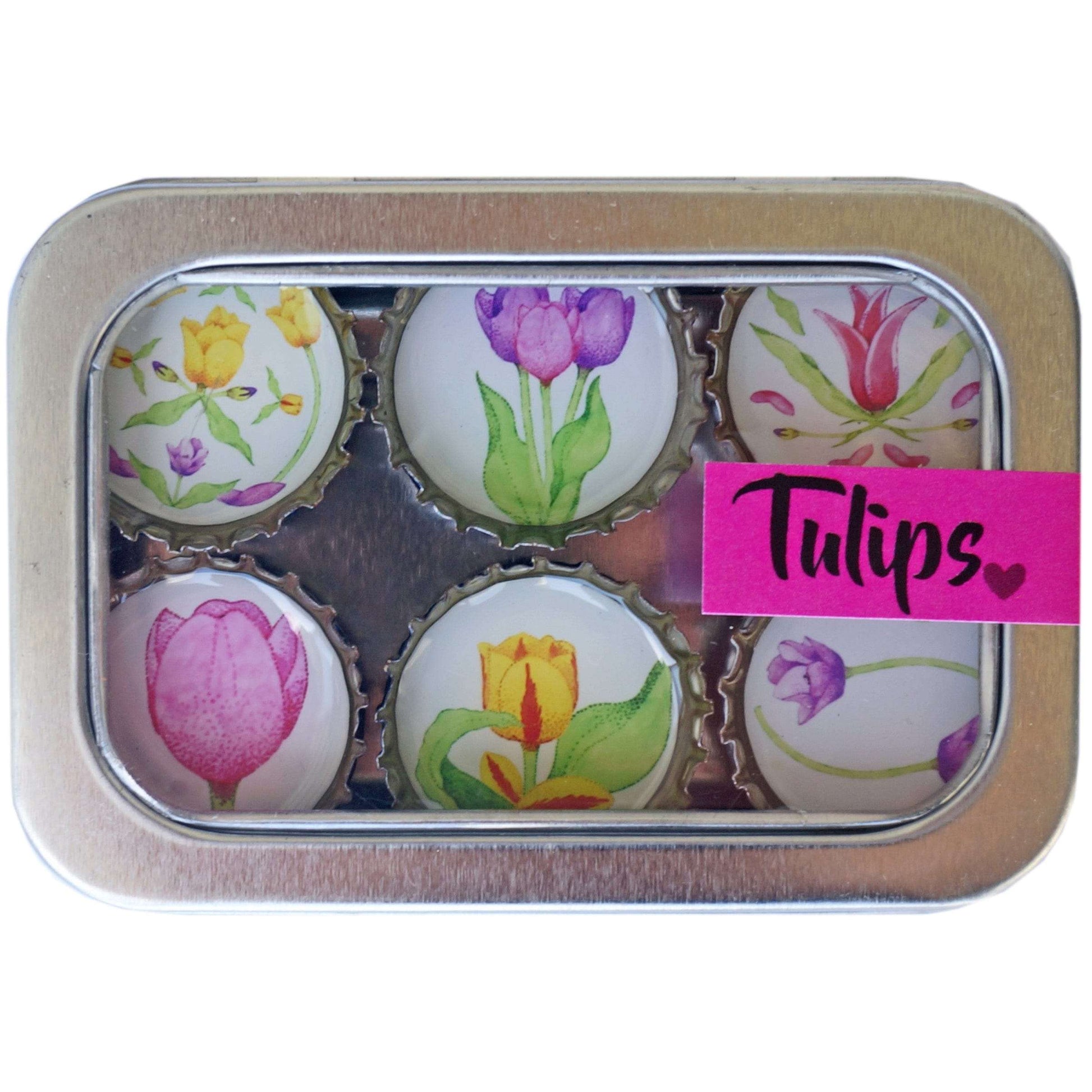 Bottle Cap Magnets - Tulips