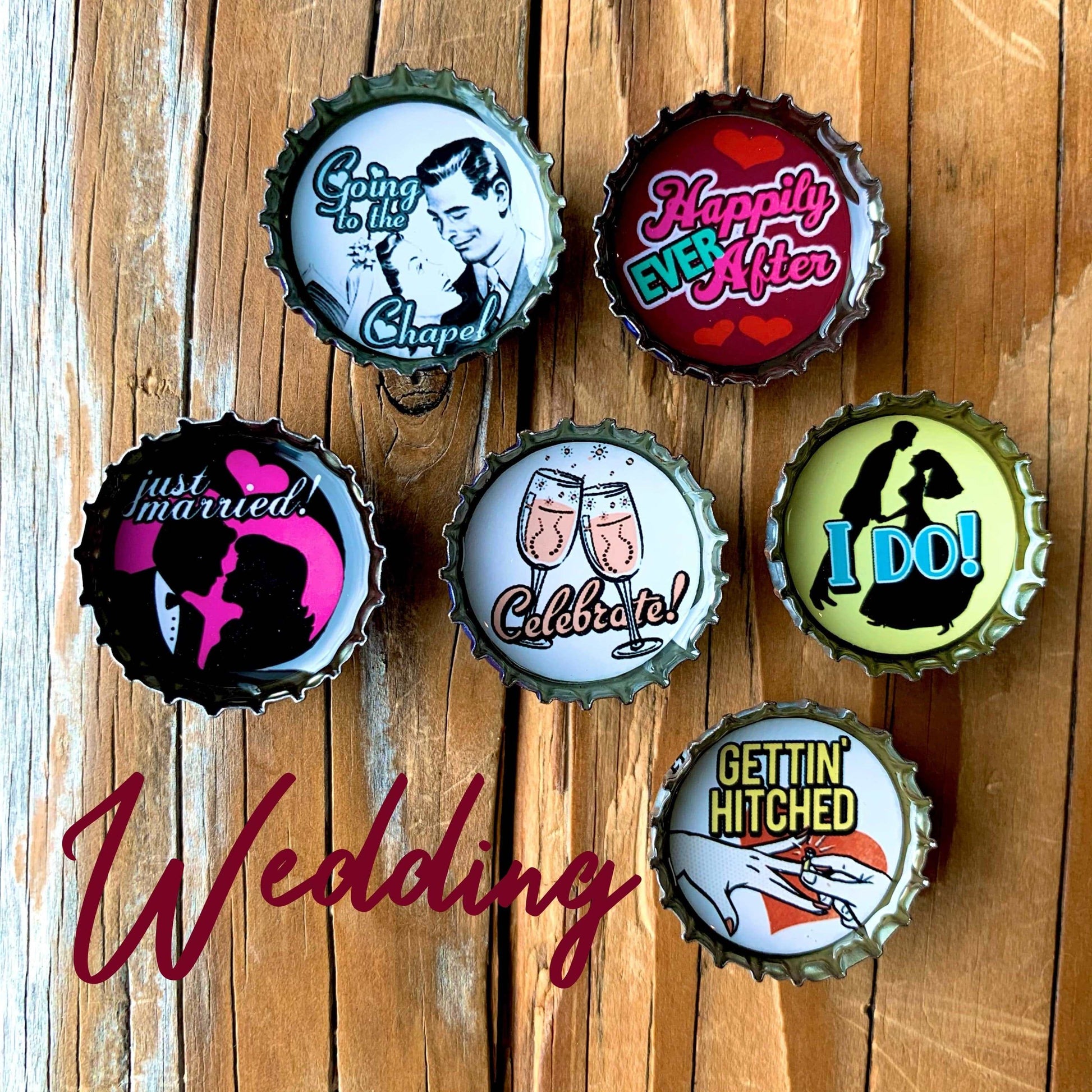 Bottle Cap Magnets - Wedding