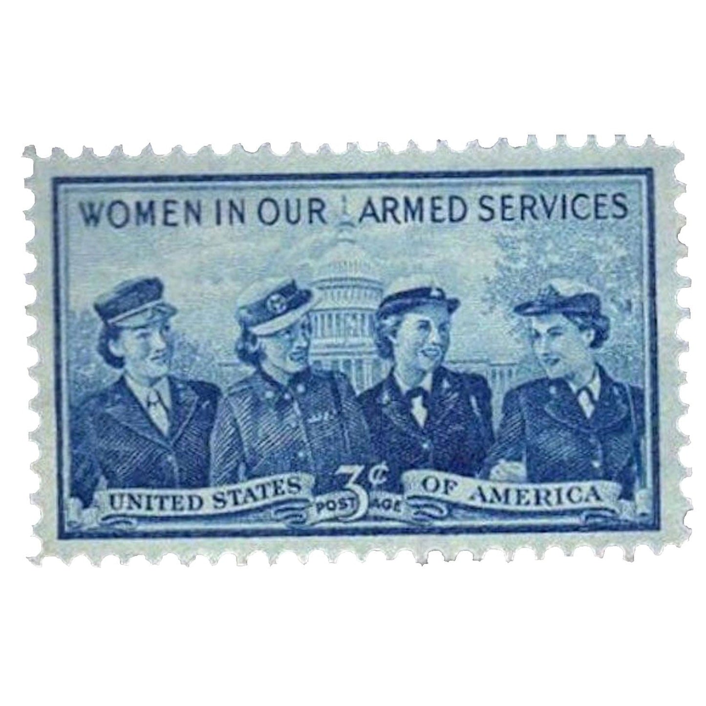 Postage Stamp Earrings - 1952 USA Women in Armed Services