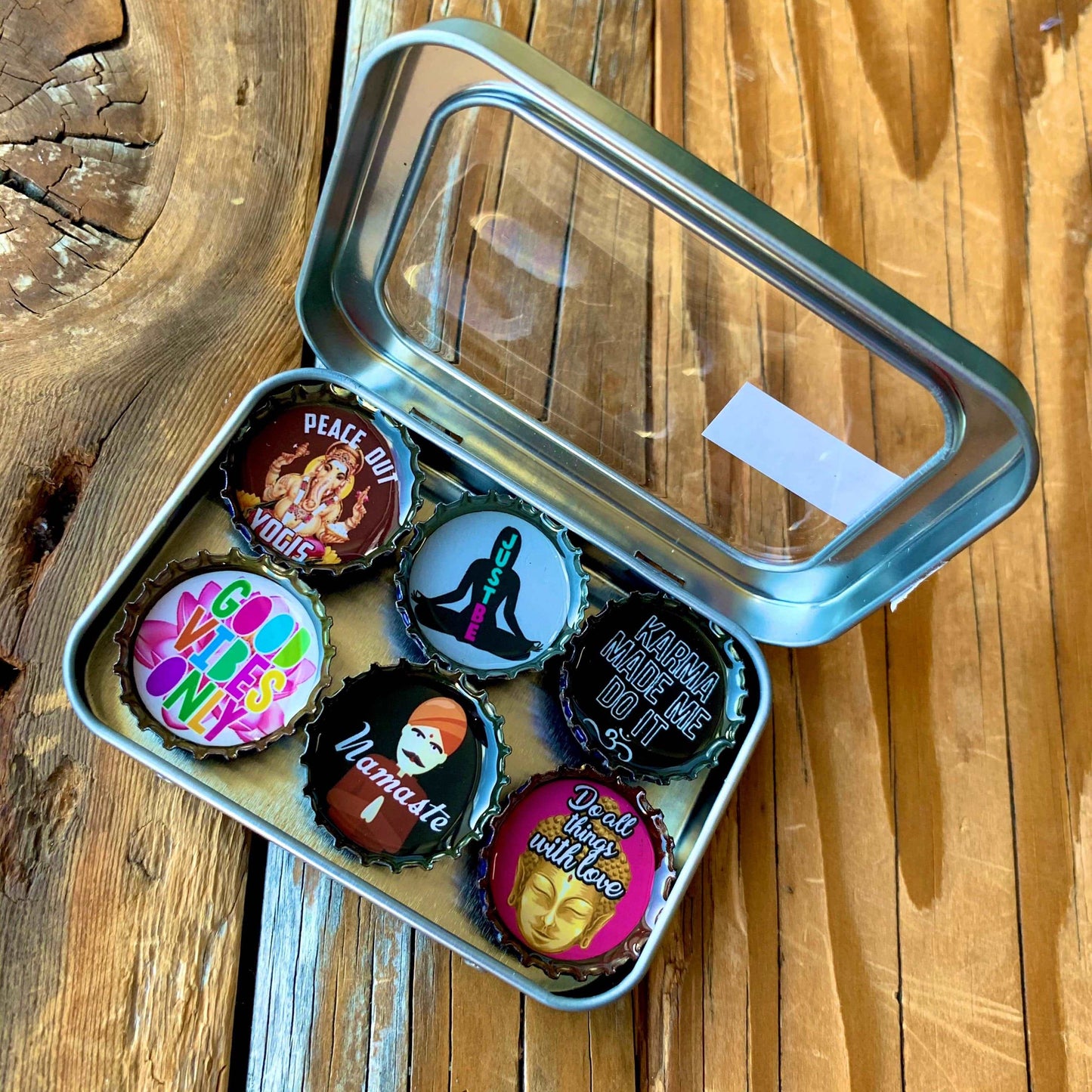 Bottle Cap Magnets - Yoga