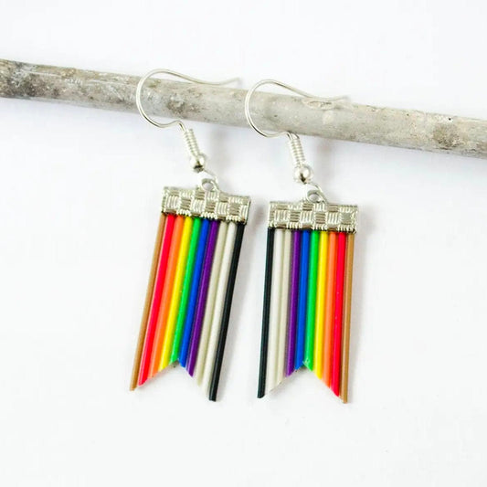 Ribbon Cable Rainbow Banner Earrings
