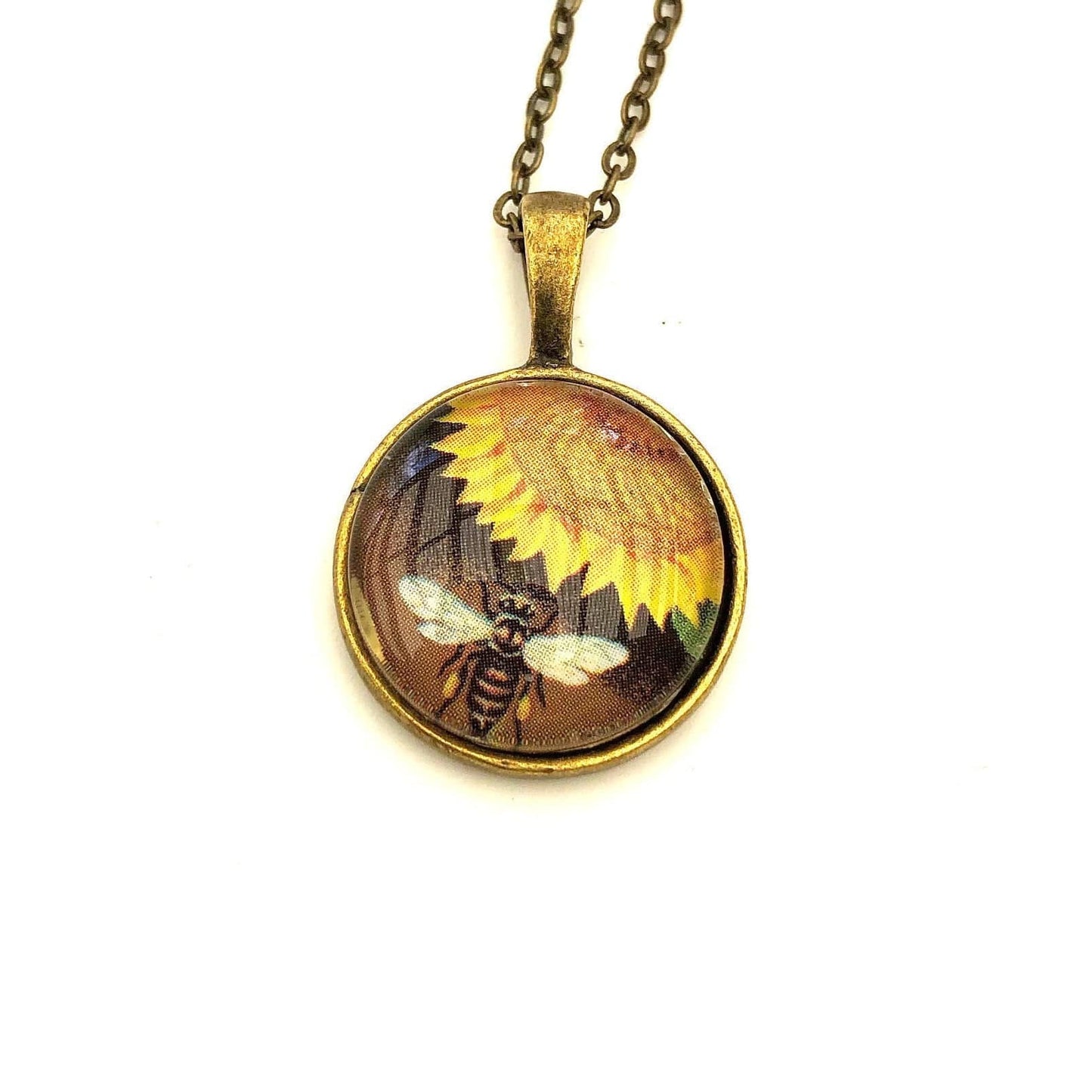 Postage Stamp Necklace - 1987 Bulgaria Yellow Bee